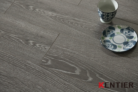 K97894-Dark Grey Color with Oak Wood Texture--HDF Laminate Flooring 